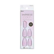 KISS ImPRESS Color No Glue Mani 30 Pcs Press On Nails, Light Pink, Lavender, Medium Size, Coffin Shape, Simple Peel &Amp; Press Easy Apply, Hassel-Free Removal, Essential Tools Included - MàuC - Xem 1