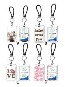 1pc ABS Black Rope Letter & Lip Print Keychain, Fashionable & Personalized, Bag Charm, Student Bus Protector - Multicolor - View 1