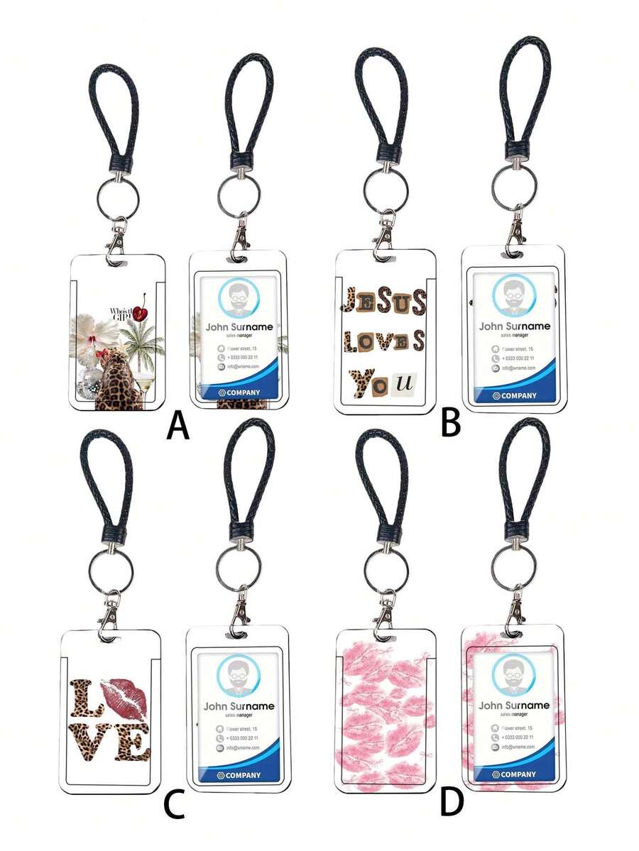 1pc ABS Black Rope Letter & Lip Print Keychain, Fashionable & Personalized, Bag Charm, Student Bus Protector - Multicolor - View 1