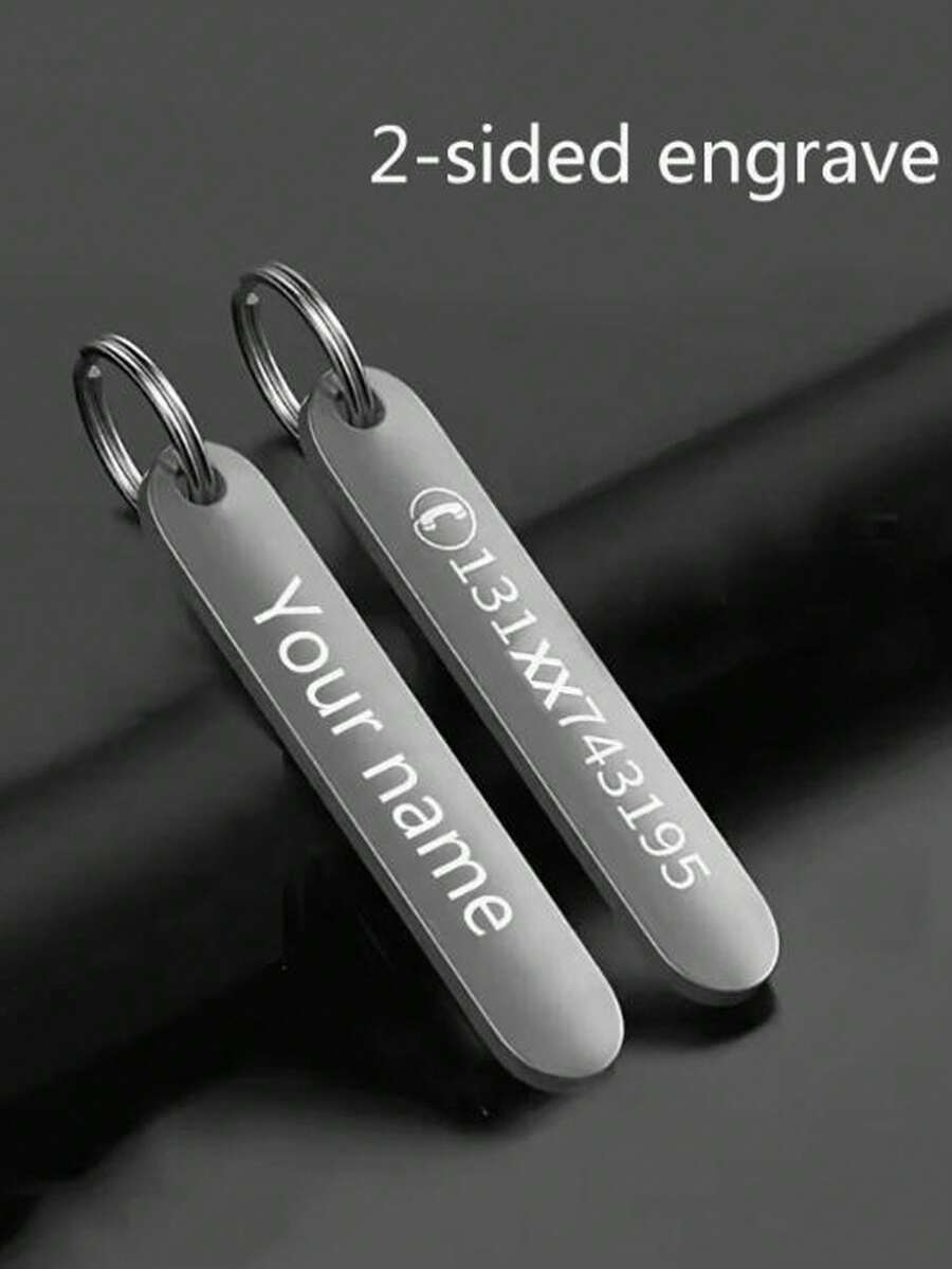 Customized Engraved Titanium Alloy Keychain - Personalized Name And Phone Number Tag, Double-Sided Engraving, Anti-Lost Dog Tag, Accessory, Gift For Car Enthusiasts - Multicolor - View 1