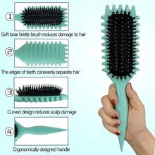 Curl Defining Brush For Men & Women - Reduces Pulling & Curl Separation, Ideal For Combing And Shaping Curly Hair. Haircare, Smooth - 綠色 - 查看 8