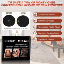 SEISSO Pro-Grade 12-Color Leather Vinyl Repair Kit | Luxury Refinishing Set With Glue, Backing Fabric & Paint Gel - Restore Car Upholstery, Couches & Furniture, Conceal Tears & Scratches + Step-By-Step Instructions - 12colors - View 6
