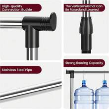 Heavy Duty Metal Single Rail Clothes Garment Hanging Rack Shelf Display Stand - Black - View 10