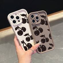 La elegante y sencilla carcasa de teléfono anti - caída con diseño de patrón de cereza es adecuada para los modelos  17, 16, 15, 14, 13, 12, 11 Pro / air / xR / XS y  s25 / S24 / S23 / S22 / Fe / plus, construida con material tpu, que proporciona protección de amortiguación contra caídas. Adecuado para regalar amigos y regalos de San valentín. - Burdeos - Ver 4