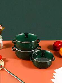 三件套多功能搪瓷炊具套装，轻便易携，包含汤锅、炖锅和带玻璃盖的不粘煎锅，易于清洁，适用于燃气灶和电磁炉，经久耐用，是家庭和餐饮业的厨房必备品，也是户外露营的理想之选。 - 多色麻點搪瓷鍋 - 查看 7