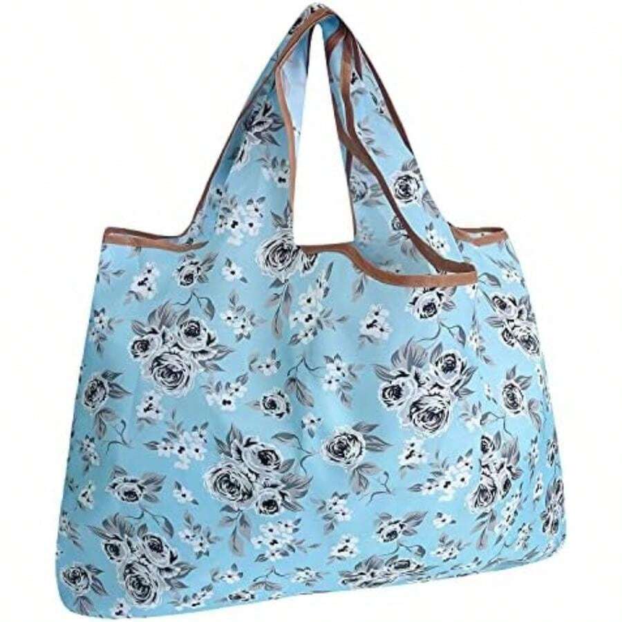 allydrew Bolsa grande plegable de nailon reutilizable, estampado de leopardo(gris floral) - Multicolor - Ver 1