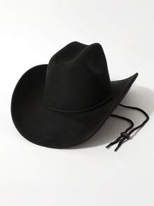 1顶男女通用纯色牛仔帽，简约百搭，新款复古赛博朋克风个性化时尚可调节宽檐帽，街头风造型，男士礼物，适合派对、西部主题活动、聚会、角色扮演、毕业典礼、化装舞会、节日、生日庆典、音乐节、徒步旅行等场合。