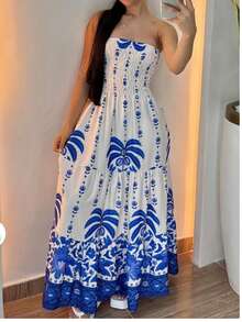 Stylish Strapless Long Dress For New Year's Eve, Patty Gringa Style - Màu xanh lam - Xem 3