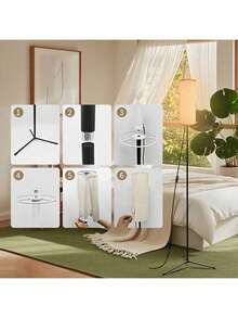 AMILL Modern 63" Extra Long Floor Lamp With USB-Powered Dimmable LED, 3-Color Stepless Dimming, Ultra-Thin Fabric Shade - Heavy-Duty Metal Construction, Cordless Operation - Ideal For Living Room, Bedroom, Home Office - Floor Lamp For Reading - 彩色 - 查看 8