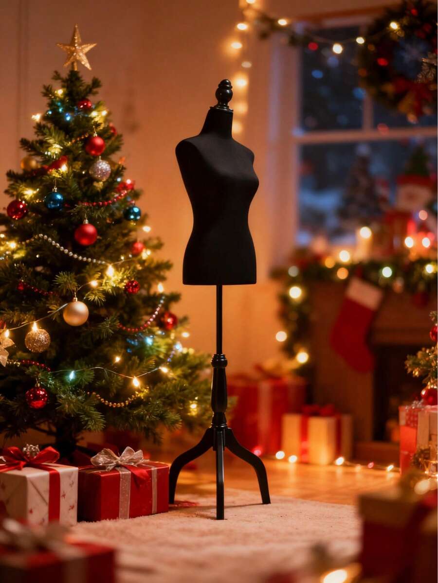 Female Mannequin Body With Wooden Tripod Stand, 50-63 Inch, Portable And Adjustable Dress Form For Sewing, Clothing Display, Photographing, Black - màu đen - Xem 1