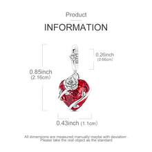 Mặt dây chuyền hình trái tim và hoa hồng đỏ bằng bạc Sterling 925, tương thích với vòng tay và dây chuyền gốc, món quà trang sức tự làm lãng mạn (Ngày Valentine/Kỷ niệm). - KSC523 - Xem 4