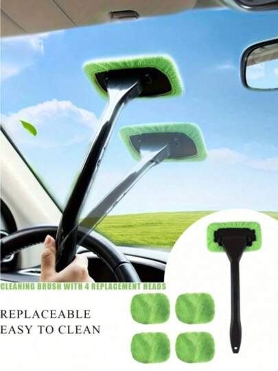 A Two-In-One Windshield Wiper Set With Interchangeable Heads – A Fog-Resistant Wiper And Dust Removal Tool, Perfect For Clear, Transparent Windows – Suitable For Car Washing And Glass Cleaning.