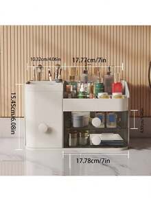 Makeup Organizer Box, Desk Dust-Proof Skincare Products Large Capacity Vanity Drawer Style Lipstick Transparent Storage Rack Back To School - Multicolor - View 9