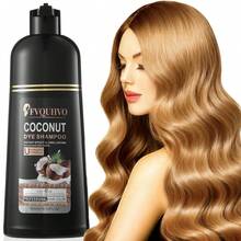 FVQUHVO Hair Dye Shampoo 3 In 1 Coconut Oil For Gray Coverage, Semi-Permanent Color Shampoo For Women Men, Coconut Brown Hair Color Shampoo For Grey Hair, Instant Long-Lasting Hair Coloring, 500ML- Light Brown - Light Brown - View 9