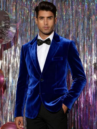 男士纯色休闲商务修身绿色西装外套，适合婚礼、正式场合