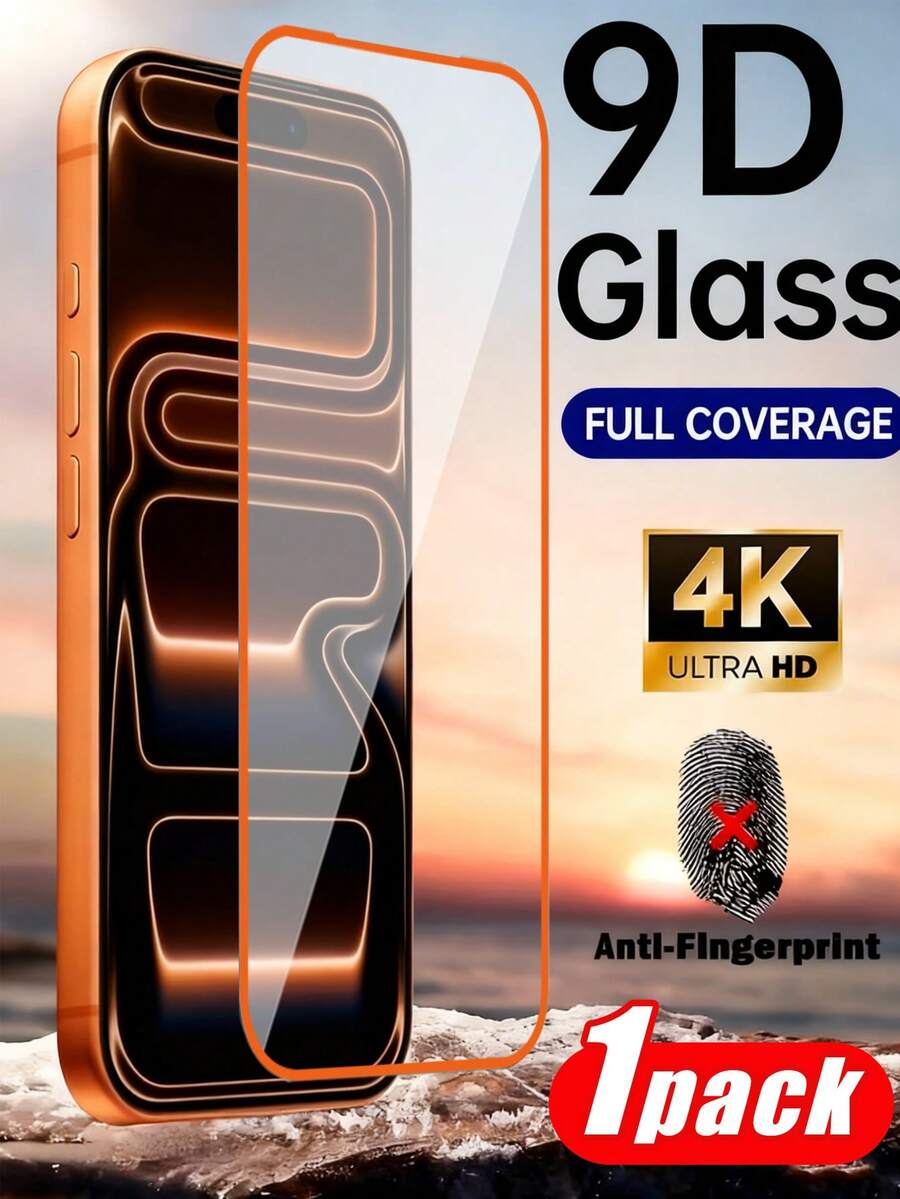 9D Full Coverage Tempered Glass Screen Protector (1 Pack) - Compatible With IPhone 17 Pro Max/17 Pro, High Definition Clear, Scratch-Resistant, Bubble-Free Installation. (Orange High Definition Tempered Glass Screen Protector) - View 1