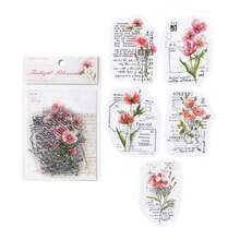 10pcs/Pack Floral Theme Botanical Flower Branch Leaves Scenery Collage Transparent Stickers, Vintage English Phrase Notes, Scrapbooking Supplies, Waterproof Stickers For Planner DIY, Stationery Scrapbook Supplies - Multicolor - View 16