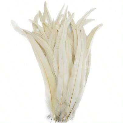 10/100pcs Artificial White Rooster Feathers, Suitable For Carnival, Wedding, DIY Crafts, Sewing Garment Accessories And Creative Feather Decorations