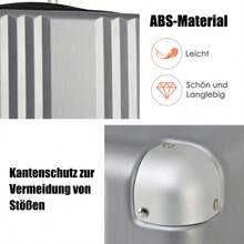 Koffer-Set, Hartschalen-Koffer, Rollkoffer, Reisekoffer, Handgepäck 4 Rollen, ABS-Material, TSA Zollschloss, Silver Gray - Grey - View 3