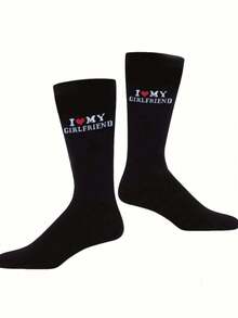 1 para skarpetek walentynkowych z listem miłosnym dla par (połowa pary), dzianina z mieszanki poliestru i spandexu, oddychające i wygodne, można prać w pralce, prezent dla chłopaka i dziewczyny - Wielokolorowe - Zobacz 2