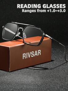 Rivsar Unisex Reading Glasses, New Polygon Double-Bridge Metal Rim Bifocal Glasses, High-Definition Eye Protection, Long-Term Wear Without Dizziness, Reading/Sewing/Business/Office/Elegant/Daily Wear Prescription Glasses For Men & Women, Lightweight Spring-Hinged Frame, Suitable For Sports Anti-Slip, Computer Comfortable Reading, Anti-Eye Fatigue Reading Glasses, Convenient Carry Design Fits All Face Shapes, Luxury Brand Designer Glasses, Holiday Gifts, Gifts For Parents, Halloween, Valentine's Day, Christmas, Glasses, Women's Reading Glasses - Transparent - View 11