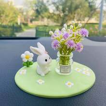 Thảm cỏ bốn lá hình hoa cúc dễ thương, sáng tạo, phụ kiện trang trí, phụ kiện để bàn ô tô mini. Decal cao su hình thỏ và mèo dễ thương, bình hoa mini có tượng động vật đáng yêu. Thích hợp trang trí nội thất ô tô. - Nhiều màu - Xem 18