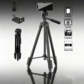 1 pieza Trípode profesional para cámara de video y fotografía, adecuado para selfies, grabación de video, fotografía, transmisión en vivo y vlogging, aplicable para uso en el hogar, al aire de viaje