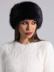 1pc Fluffy Stretchy Headband, Women's Winter Warm Ear Muffs, Luxurious Faux Fur Hollow Hat, Winter Headwear For Women - Hat - View 5