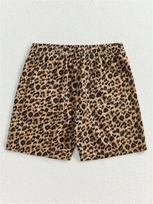 Men's Boho Paisley Print Drawstring Waist Summer Shorts With Pocket - Cheetah Khaki - View 2