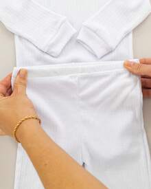 Kit 6 peças básico bebê algodão canelado body manga longa + calça perfeito para maternidade - Marrom - Visão 7