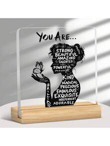 1pc Acrylic Motivational Desktop Plaque - Positive Affirmation Decor, Suitable For Home, Office Or Bedroom - Modern Minimalist Style, Great For Birthday, Housewarming, Holiday, Inspirational And Encouragement Gift - Black - View 7