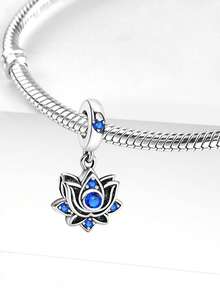 1pc Fashionable Rhinestone Lotus Flower Pendant Bead, Suitable For Women Bracelet, Bangle DIY Jewelry Making And Daily Accessories, Suitable For Girls Wear - Beaded Collection 1 - View 6