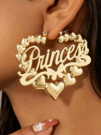 1 Pair Letter, Bamboo Knot, Heart-Shaped Unique Stylish Creative Earrings, Popular In Europe And America