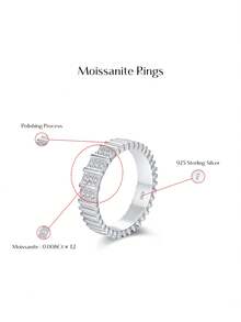 MODIAN D Color VVS1 Square Moissanite Ring 925 Sterling Silver Dazzling Wedding Band Rings For Women Fine Jewelry Gifts - Silver - View 7