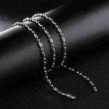 - Collar de cadena de bamb militar de acero inoxidable 316L de 24 pulgadas, collar de cadena de abalorio con etiqueta para mascotas, paquete de 10 unidades cadena de bamb, Acero - inicial - Ver 2