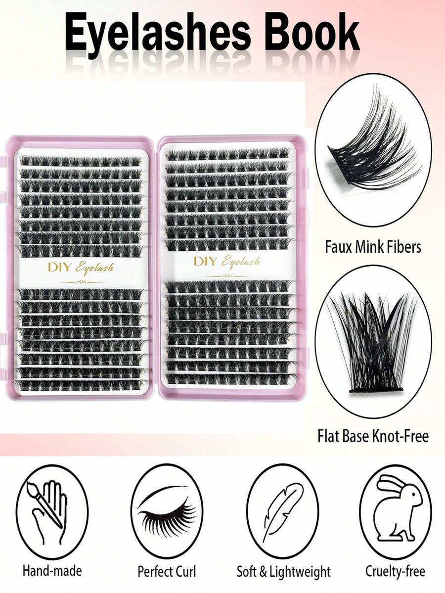 MIOFIA 384pcs Cluster D Curl Lash High Capacity DIY Eyelash Extensions Book Lash Length 8-16mm, Freely Combinable Suit For Beginner, Long Lasting Individual Lashes Mixed Style Lash Clusters Extensions DIY Cluster Lash At Home Makeup Beauty Fake Lash Extensions For Enlarge Your Eyes, DIY At Home - D - Xem 1