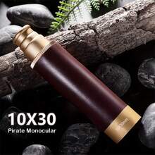 1支海盗主题单筒望远镜，30毫米物镜，12毫米目镜，三节可伸缩设计，10倍放大倍率，小巧便携，适合养蜂、观鸟、狩猎、钓鱼、露营等户外活动，也是理想的生日礼物。