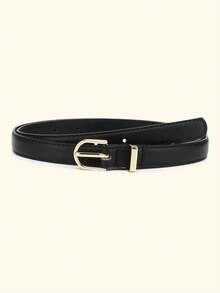 2pcs/Set Teenager Skinny PU Leather Belt Thin Waist Belt With Metal Buckle For Pants Jeans Dresses - Multicolor - View 4