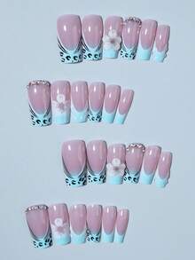 Bộ 24 miếng dán móng tay gel 3D hình chữ nhật, có thể tạo kiểu móng nghệ thuật hoa ngọc trai, móng giả acrylic màu trắng kiểu Pháp, độ bền cao, vừa vặn hoàn hảo, bao gồm: 1 miếng gel dẻo và 1 dũa móng, dễ sử dụng, phù hợp cho móng tay mùa hè và kiểu móng Pháp, thích hợp cho phụ nữ đi làm hàng ngày, dự tiệc, v.v. - Xem 4