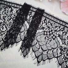 3 Meters/118in Eyelash Lace Trim Fabric, Suitable For Decorating Veils, Wedding Dresses, Strapless Dresses, Tablecloths, Curtains, Clothing Decoration, Wedding Decor, And DIY Crafts - Black - View 7
