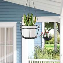 Coș suspendat simplu din fier, suport pentru ghiveci de flori suspendat, potrivit pentru plante suspendate, decor de balcon - Multicolor - Vizualizare 8