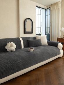 1PC Modern Solid Color Sofa Cushion, All-Season Universal Lazy Seat Pad, Suitable For 1-4 Seater Sofa Protective Cover Slipcover, Machine Washable And Pet-Friendly - Dark Grey - View 11