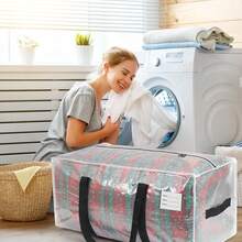 4 Pack Large Moving Bags, Extra Heavy Duty Large Moving Bags With Comfortable Handle & Strong Zipper, Storage Totes For Space Saving, Clothes Storage, College Dorm, Travel, Moving Supplies, Thick Storage Bags With Side Handles & Tag Pocket - 無色 - 查看 7