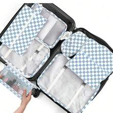 8件套旅行收纳包套装 - 轻松整理衣物、鞋子和内衣 - 完美适用于行李箱和旅行包打包。8个印有标语的旅行收纳包，便携设计，包括鞋袋、洗漱包和洗衣袋，适用于学校用品、房间装饰、卧室装饰、宿舍，是学生和教师的理想之选。 - 彩色 - 查看 4