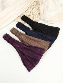 1pc Crochet Flower Hollow Design Headband, Suitable For Wedding, Beach And Summer Fashion - Multicolor - View 7