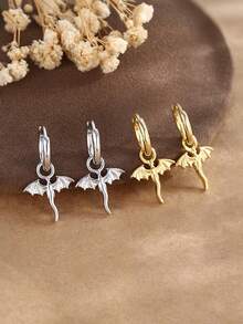 1 Pair Minimalist Mini Magic Dragon Copper Stud Earrings, Fashionable Design Suitable For Women's Daily Wear - Multicolor - View 13