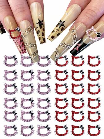 Sanrio 10件装三丽鸥美甲饰品套装，钻石Hello Kitty美甲装饰配件套装，适合女性和女孩DIY美甲，可爱卡通动漫金属美甲装饰用品