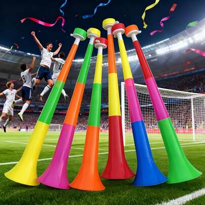 4 piezas de megáfono de plástico retráctil (ajustable de 24-62 cm), combinación de colores múltiples / unicolor, fácil instalación y portátil, voz alta, para eventos deportivos / actividades al aire libre (color enviado al azar)