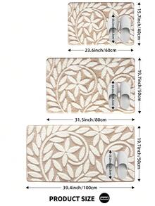 DAJIANG 1pc Khaki Geometric Simple Fluffy Bathroom Mat, Suitable For Bathroom, Kitchen, Entryway, Hallway, Bedside, Living Room, Bedroom. Washable, Anti-Slip Backing Rugs For Autumn/Winter, Thanksgiving, Valentine's Day, Festival Decoration, Bathroom Accessories, Room Decor Set - 彩色 - 查看 2