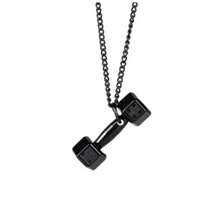 Stylish Fitness Engraved Dumbbell Necklace, Men's Pendant, Bold And Unique, Couple's Accessory, Simple Jewelry For Women. - 黑色 - 查看 1